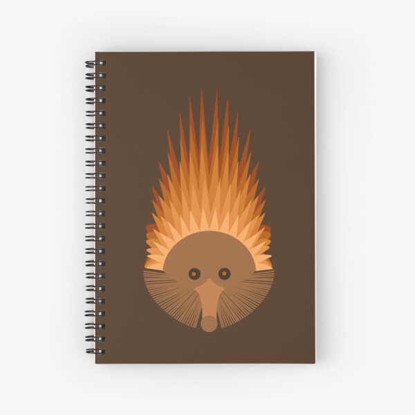 Echidna on Brown Background Spiral Notebook