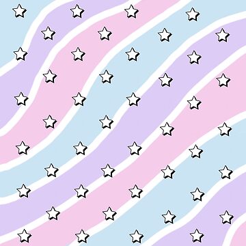 Artwork thumbnail, Aesthetic blue purple pink waves with stars wallpaper by Pastel-PaletteD