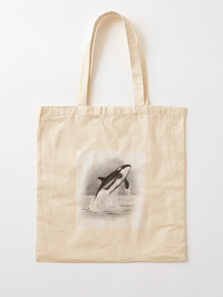 ORCA, Whale Breaching, Pencil Drawing, Wildlife, Marine Life, Ocean Tote  Bag for Sale by Joyce Geleynse