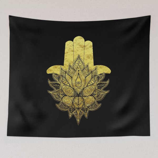 Item preview, Hamsa hand flower of life mandala om symbol designed and sold by LuminOrb.