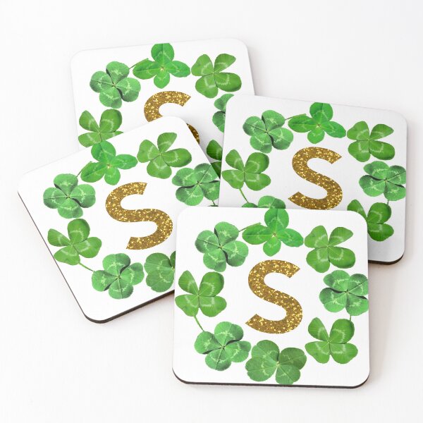 Artikelvorschau, Buchstaben s, Glücksklee, St. Patricks Day, Kleeblatt, Glitzer, vierblättriges Kleeblatt, vierblättriges Kleeblatt, St. Paddy-Alphabet entworfen und verkauft von Pascally.