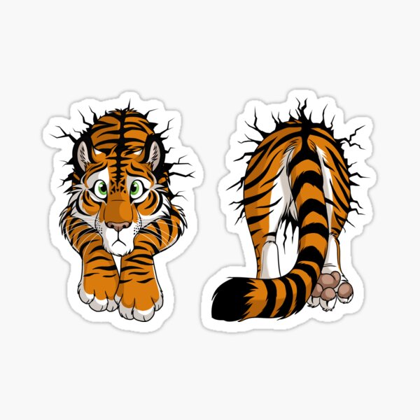Front & Back - STUCK Orange Tiger (black cracks) Sticker