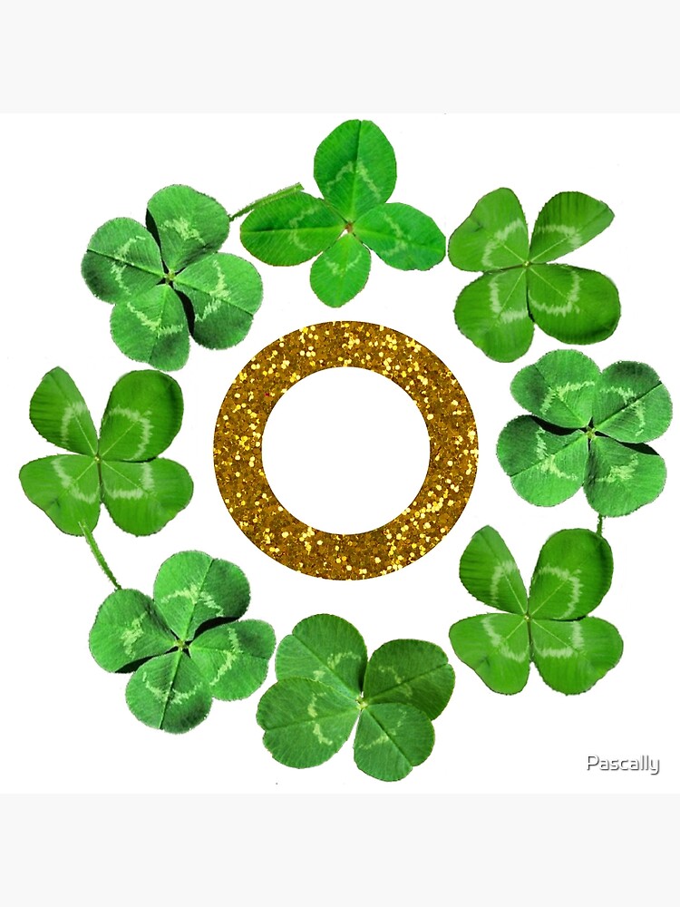 Four Leaf Lucky Clover Shamrock with Black Background - Four Leaf Clover -  Posters and Art Prints