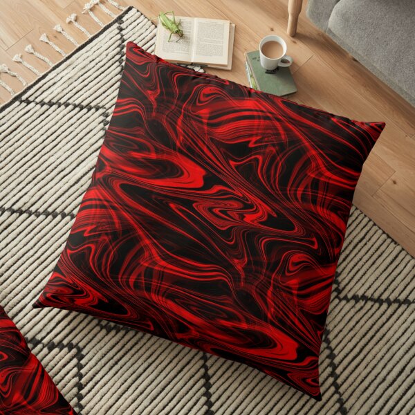 Red and black liquid marble Floor Pillow