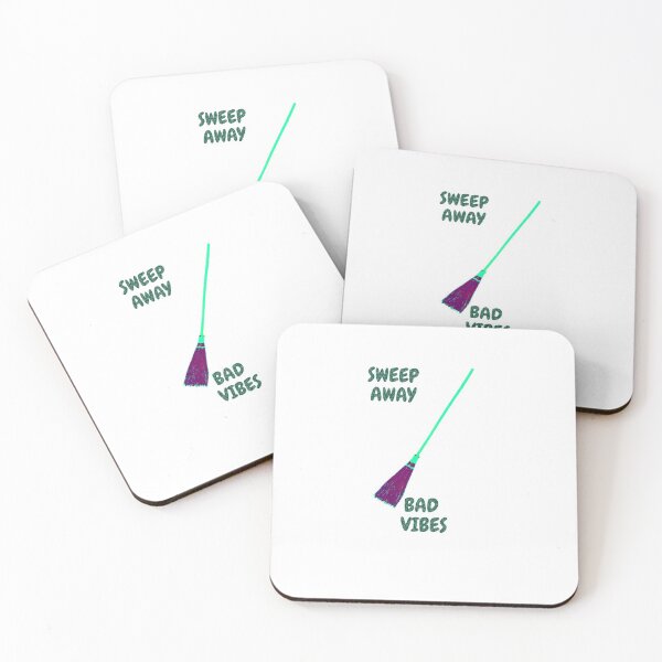 Item preview, Good vibes typography. Sweep away bad vibes. (colorful broom art) designed and sold by RonaldKitama.