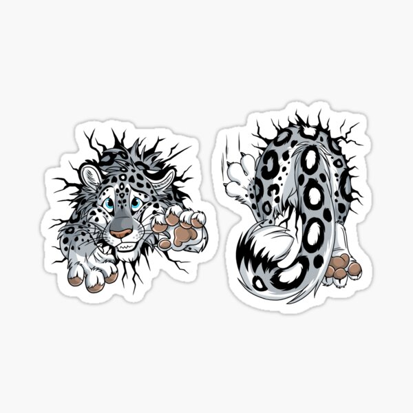 Front & Back - STUCK Snowleopard (black cracks) Sticker