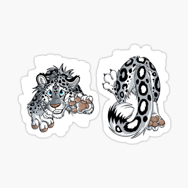 Front & Back - STUCK Snow Leopard (white cracks) Sticker