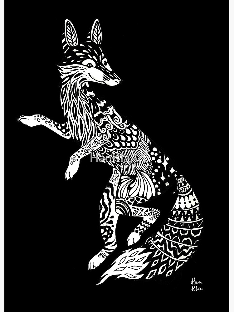 Fox tattoo on black" Poster for Sale by HanKlaArt