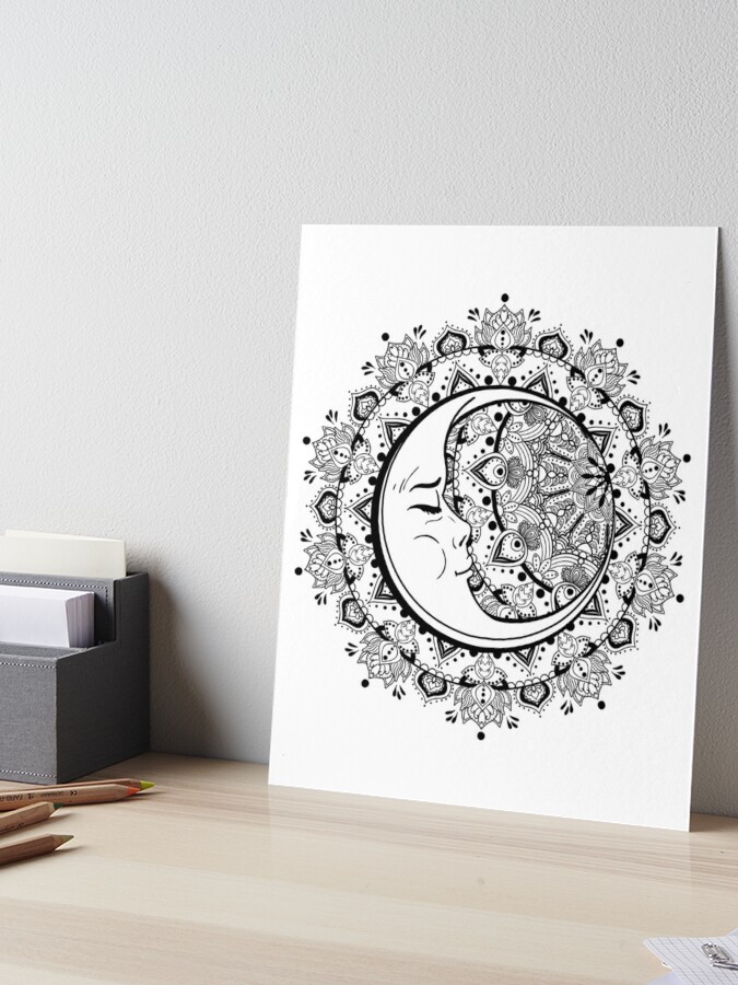 Magnet avec l'œuvre « Mandala ésotérique avec des fleurs comme idée cadeau  » de l'artiste LuminOrb