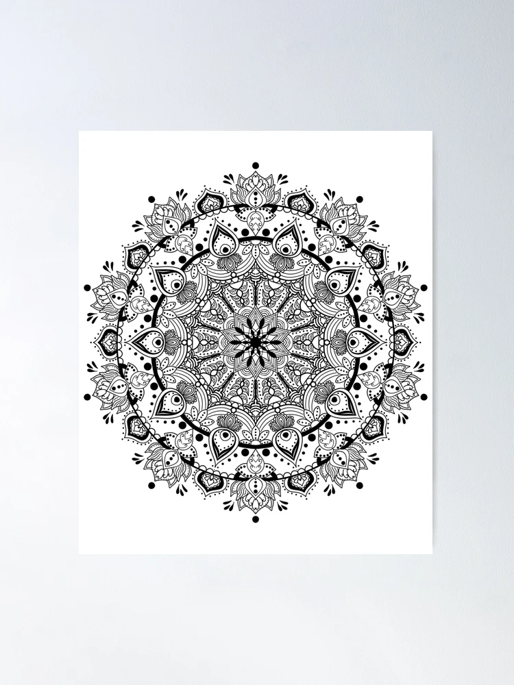 Magnet avec l'œuvre « Mandala ésotérique avec des fleurs comme idée cadeau  » de l'artiste LuminOrb