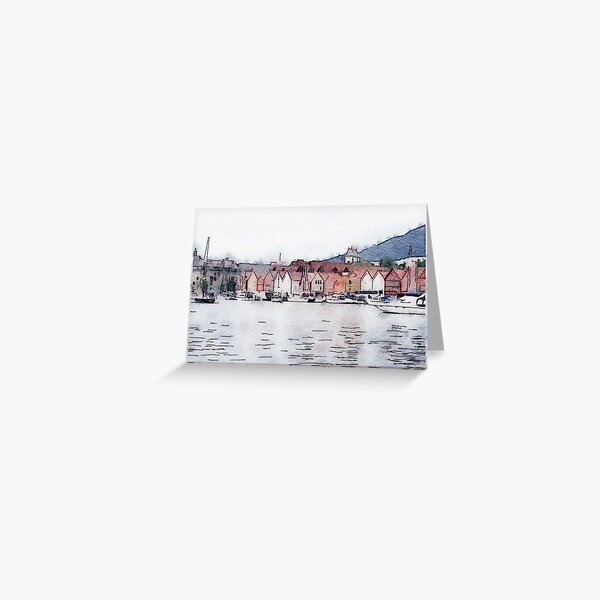 Bergen in Watercolor Greeting Card