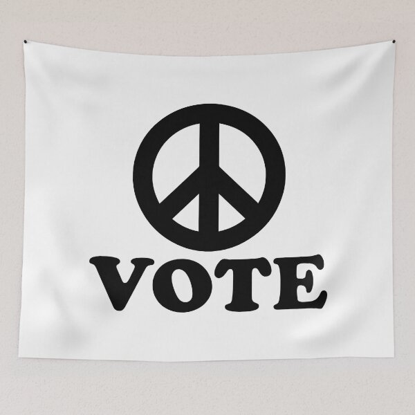 Item preview, VOTE - With Peace Sign in Black with White Outline designed and sold by Your Paradigm Design.