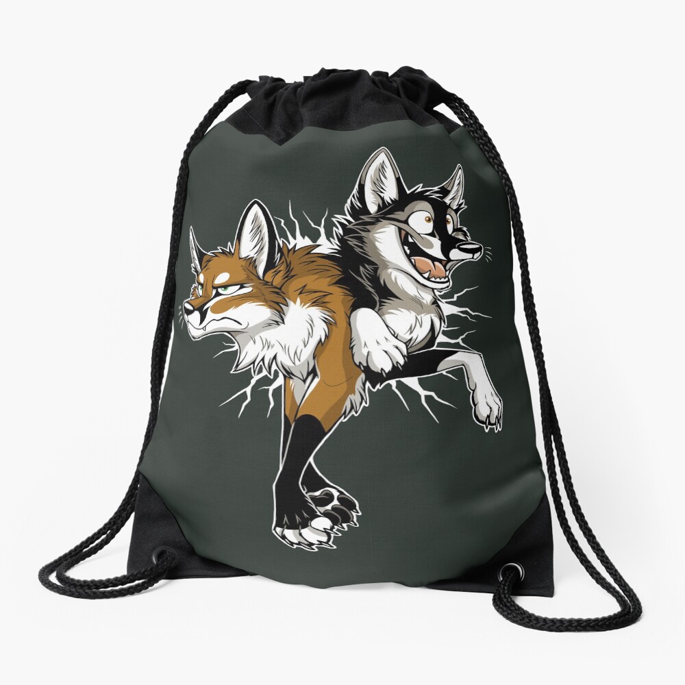 STUCK Foxes (white cracks) Drawstring Bag