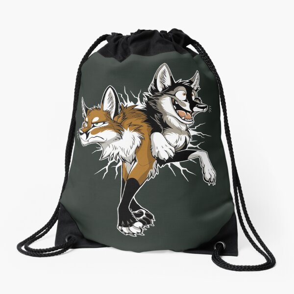 STUCK Foxes (white cracks) Drawstring Bag