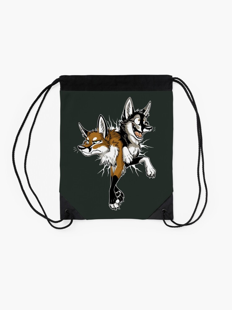 Alternate view of STUCK Foxes (white cracks) Drawstring Bag