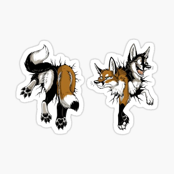 Sticker Front & Back - STUCK Foxes (light background) Sticker
