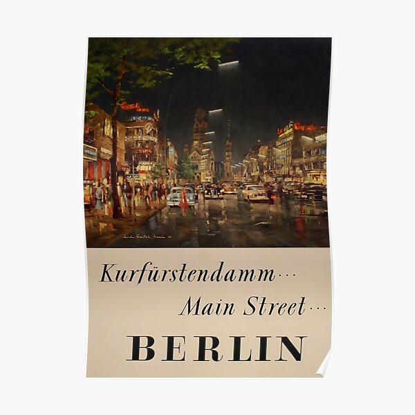 Berlin Germany 1955 Night Vintage Poster Print Retro Style Travel Art Wall Decor