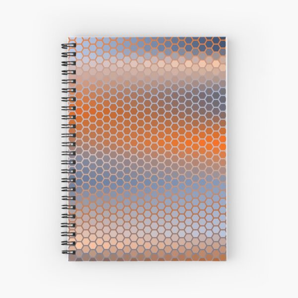 Blue Orange Brown Hexagon Pattern Spiral Notebook