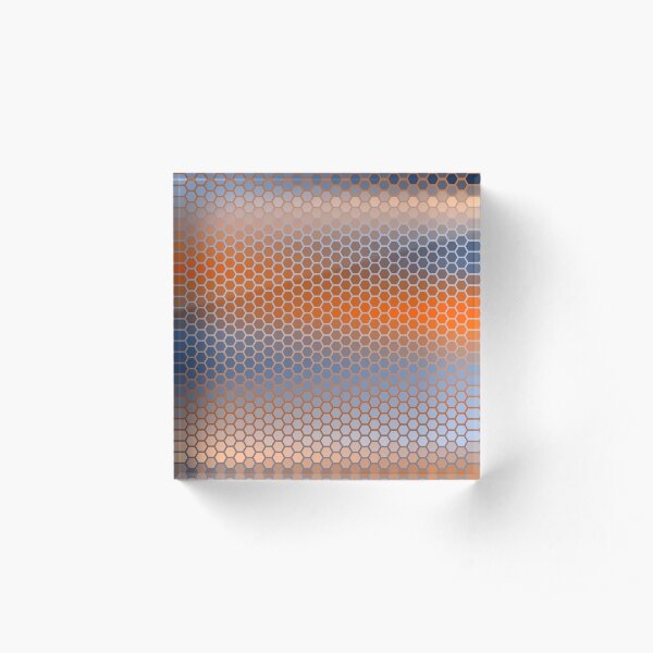 Blue Orange Brown Hexagon Pattern Acrylic Block