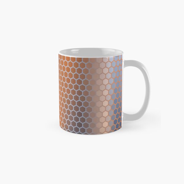 Blue Orange Brown Hexagon Pattern Classic Mug