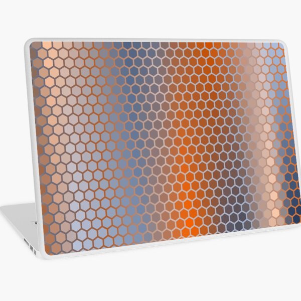 Blue Orange Brown Hexagon Pattern Laptop Skin