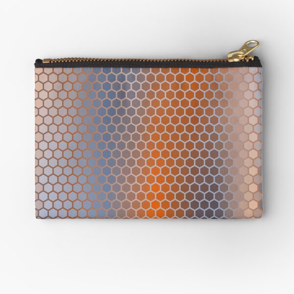 Blue Orange Brown Hexagon Pattern Zipper Pouch