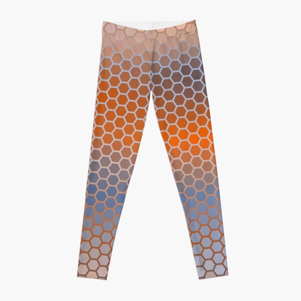 Blue Orange Brown Hexagon Pattern Leggings
