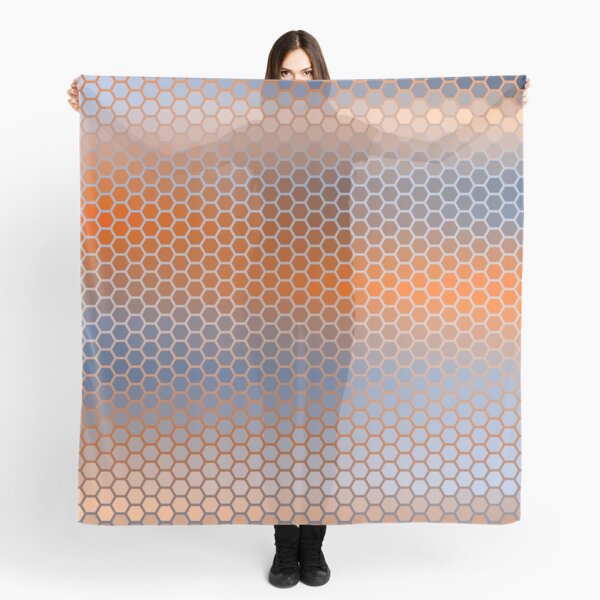 Blue Orange Brown Hexagon Pattern Scarf