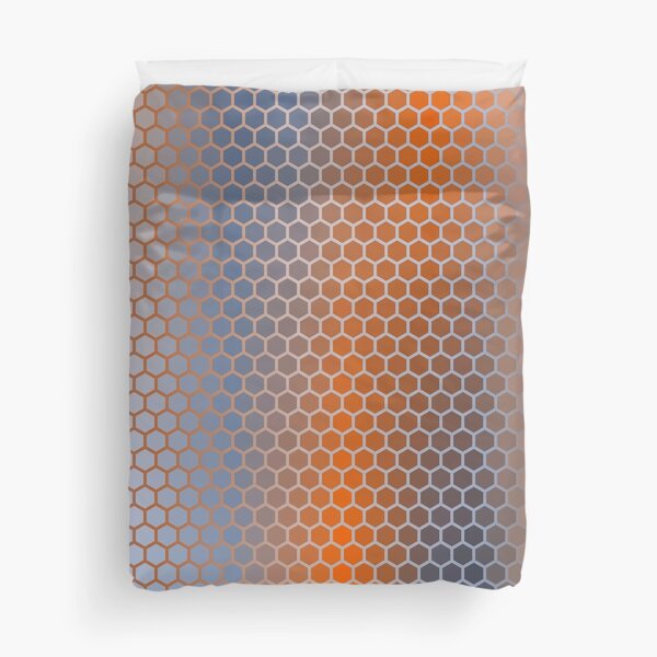 Blue Orange Brown Hexagon Pattern Duvet Cover