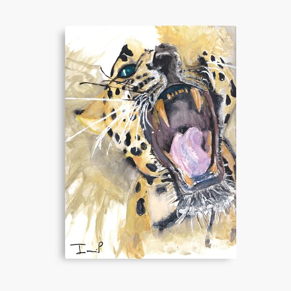 Roaring Leopard Painting Canvas Print