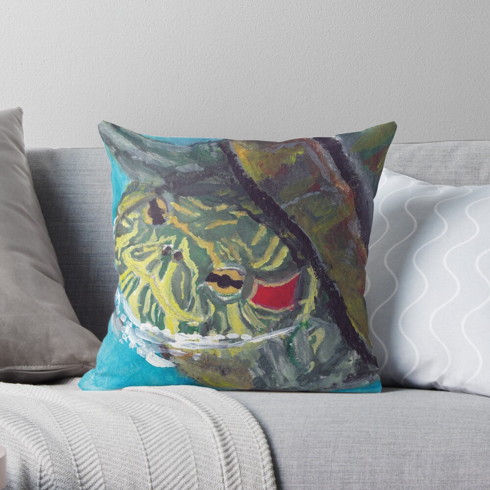 Red Eared Slider Throw Pillow