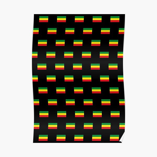 Flag of Rastafari, black background, Reggae colors Reggae flag Poster