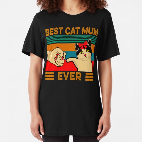 Vintage Best Cat Mum Ever Slim Fit T-Shirt