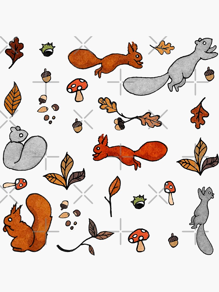 Thumbnail 3 of 3, Sticker, Squirrel stickers designed and sold by katherineblower.