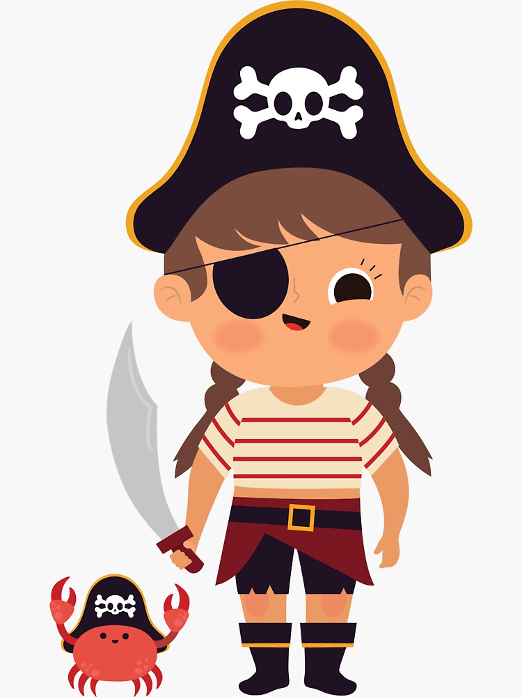 Pirate girl, Pirate sticker, Cute Pirate Sticker for Sale by Pixie Brown