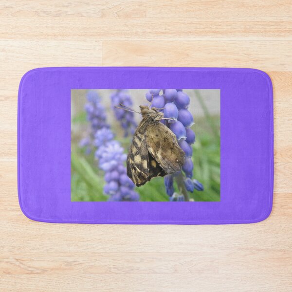 Item preview, Pretty Brown Butterfly and Muscari Flowers Macro Photograph designed and sold by naturegallery.