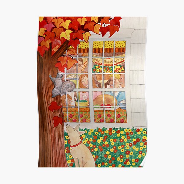 Thanksgiving Family Meal Scene Poster