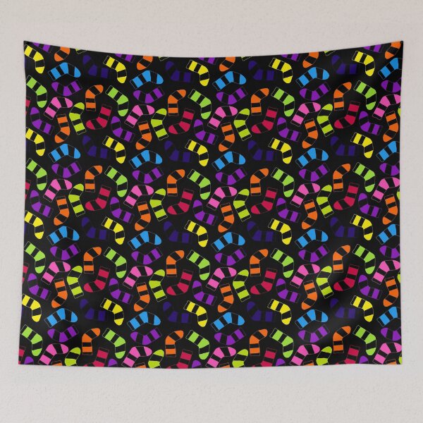 Item preview, Multicolored Socks in Pattern / Rainbow - Black Background designed and sold by wordznart.