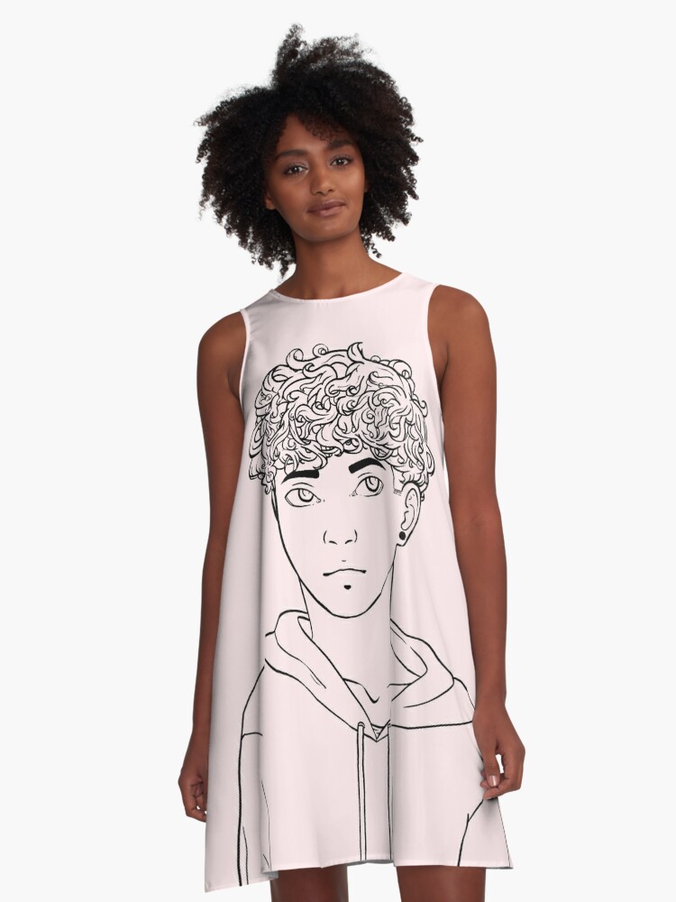 Cute Curly Haired Guy A Line Dress By Grant0s Redbubble