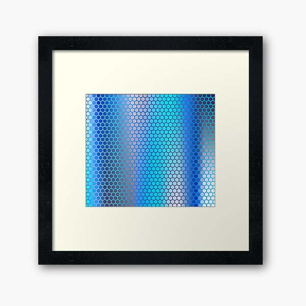Blue Aqua Hexagon Pattern Framed Art Print