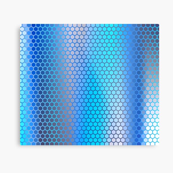 Blue Aqua Hexagon Pattern Metal Print