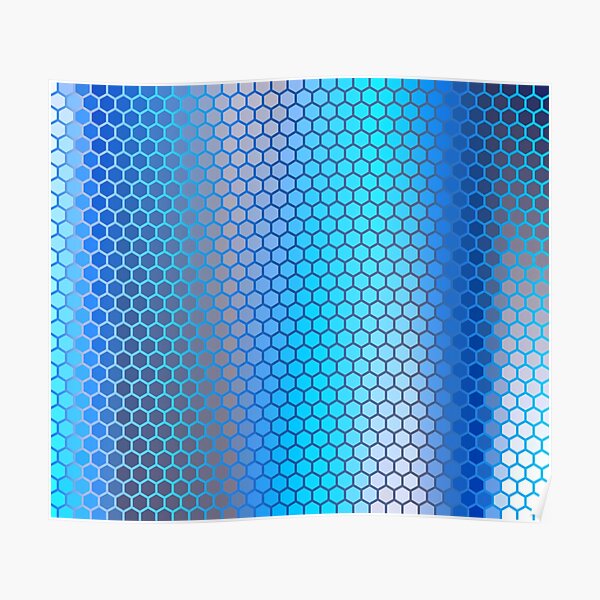 Blue Aqua Hexagon Pattern Poster