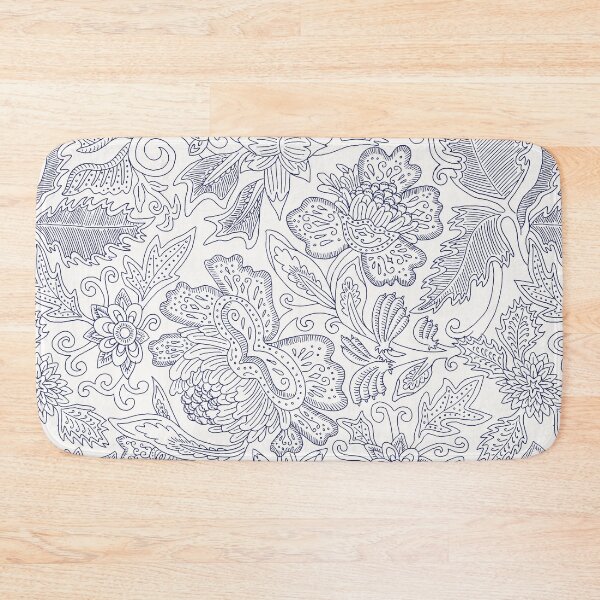 Item preview, Indienne Flower Pattern - Blue/Offwhite designed and sold by JennieCarolina.
