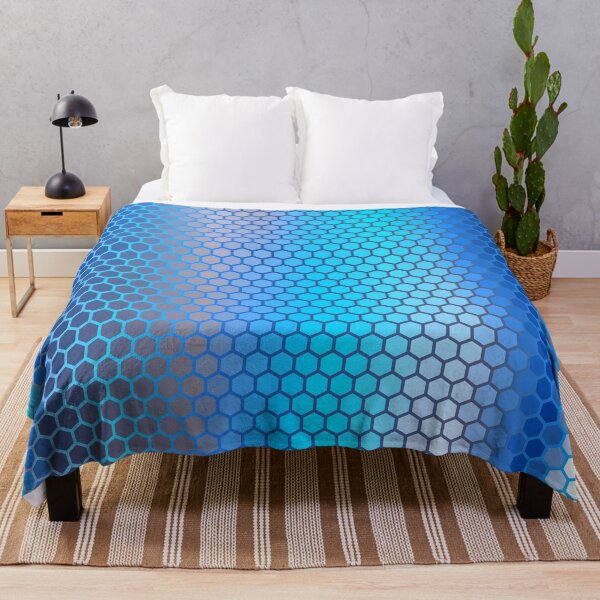 Blue Aqua Hexagon Pattern Throw Blanket