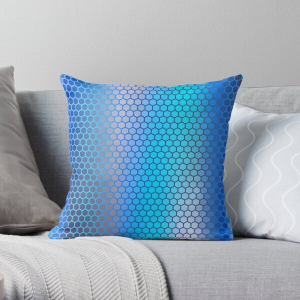 Blue Aqua Hexagon Pattern Throw Pillow