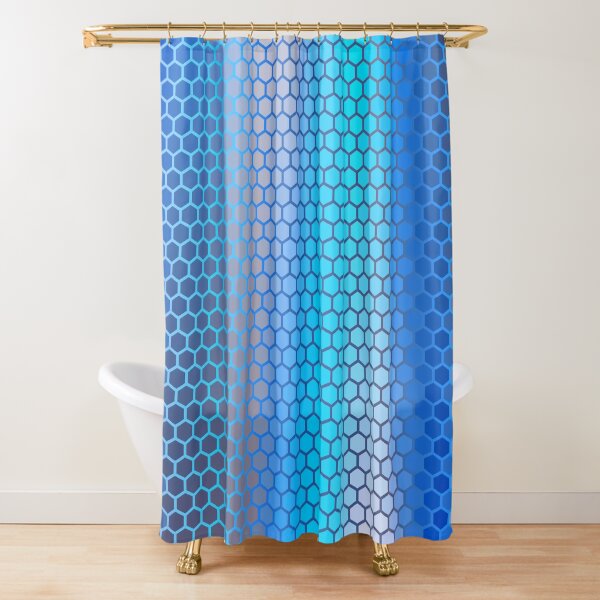 Blue Aqua Hexagon Pattern Shower Curtain