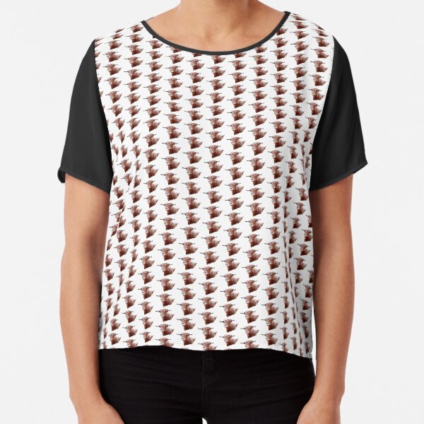 Snowy Highland Cow - Scarf and Clothing Chiffon Top