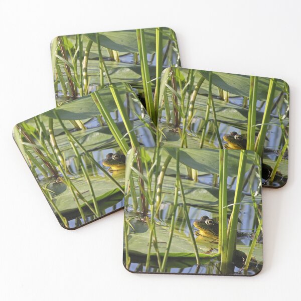 Item preview, Green frog hiding in lilypads designed and sold by rootedrender.