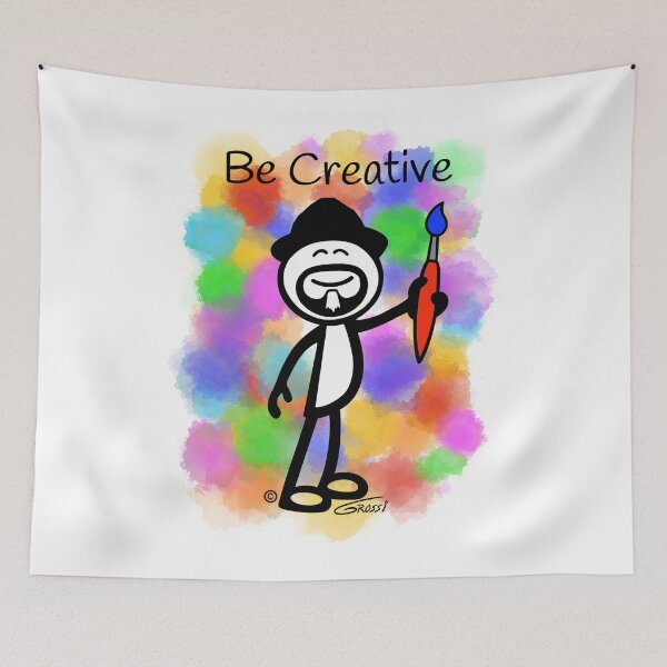Item preview, GG Artist Stick Figure “Be Creative” Paint Splotch Background designed and sold by GDGCreations.