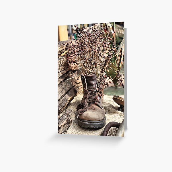 Boots and Flowers Greeting Card